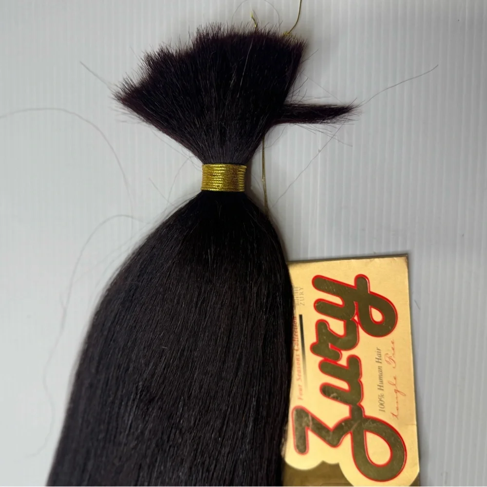 Zury 100% Human Hair Micro Yaki Bulk Hair Extension 24” – T Black Balayage wine